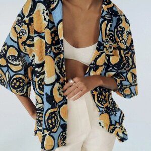 Zara Multicolor Abstract Button Down Shirt